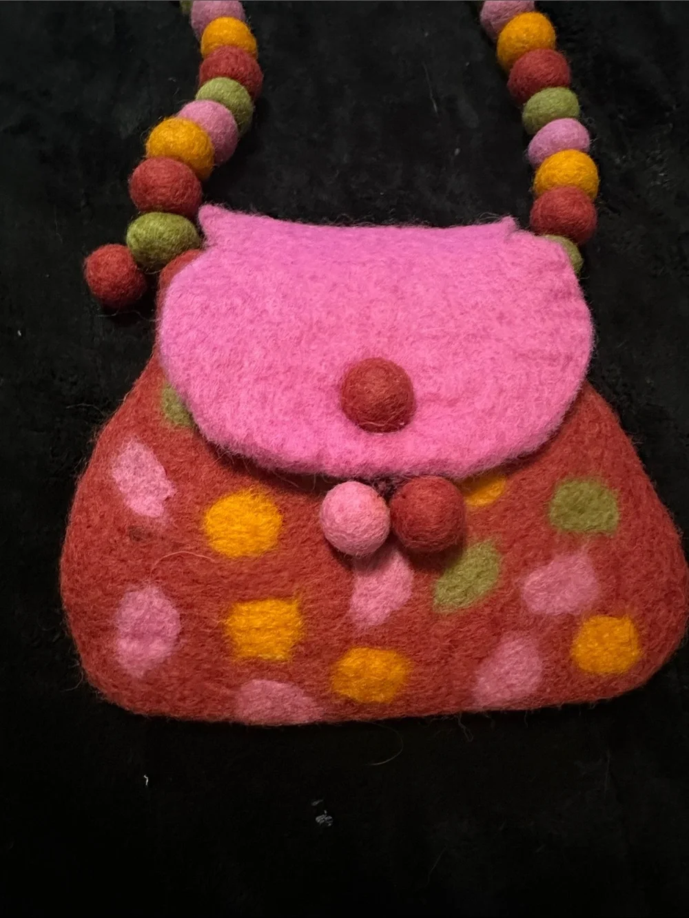RISING TIDE Vibrant Felt Polka Dot Crossbody Shoulder Bag - Pink & Multicolor